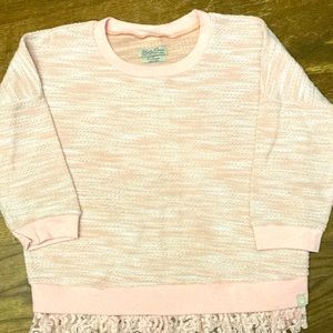 Girls pink lucky top. Lace detail on bottom, no rips or tears.